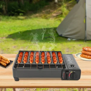 Butane Stove Portable Camping Gas Stove Gas Grill Stove Gas Barbecue Grill+Sausage Baking Tray+Plastic Box