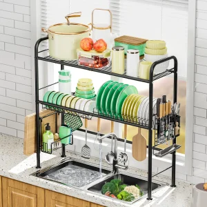 2 Tier Over The Sink Dish Dnying Rack- Dish Rack Over sink for Kitchen Counter